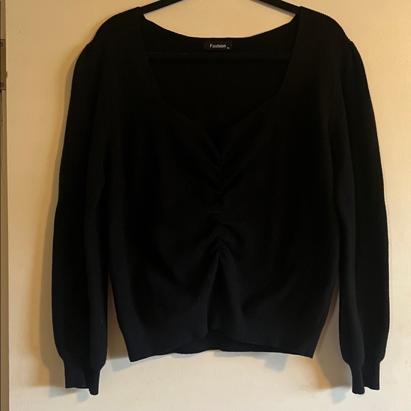 Black Ruched Sweater - Picture 2 of 7